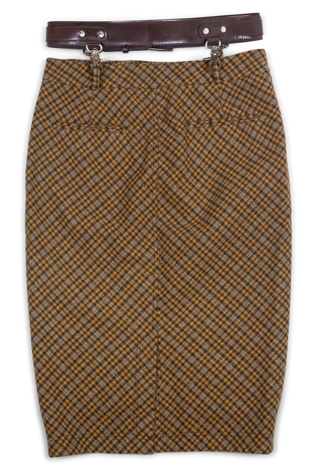 DELPHY SKIRT Jeffrey Campbell Midi Skirt Brown Plaid Tweed