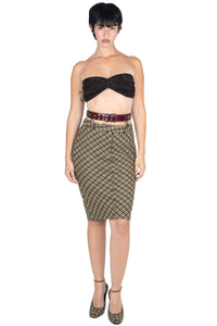 DELPHY SKIRT Jeffrey Campbell Midi Skirt Green Plaid Tweed