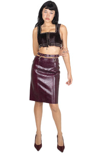 DEMITRIA Jeffrey Campbell Pencil Skirt Wine Snake