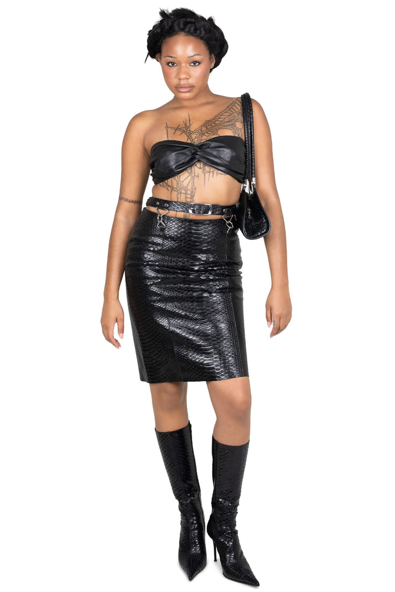 DEMITRIA Jeffrey Campbell Pencil Skirt Black Snake