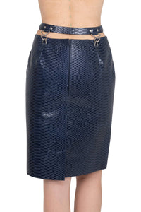 DEMITRIA Jeffrey Campbell Pencil Skirt Navy Snake