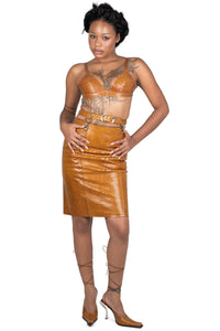 DEMITRIA Jeffrey Campbell Pencil Skirt Mustard Snake