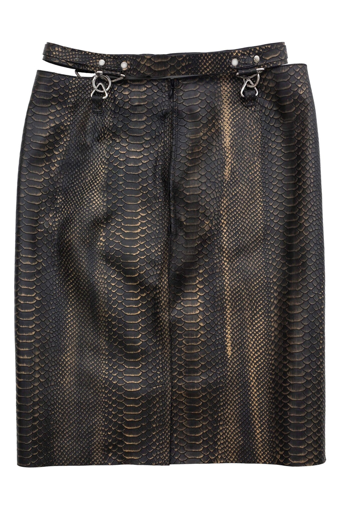 DEMITRIA Jeffrey Campbell Pencil Skirt Bronze Snake