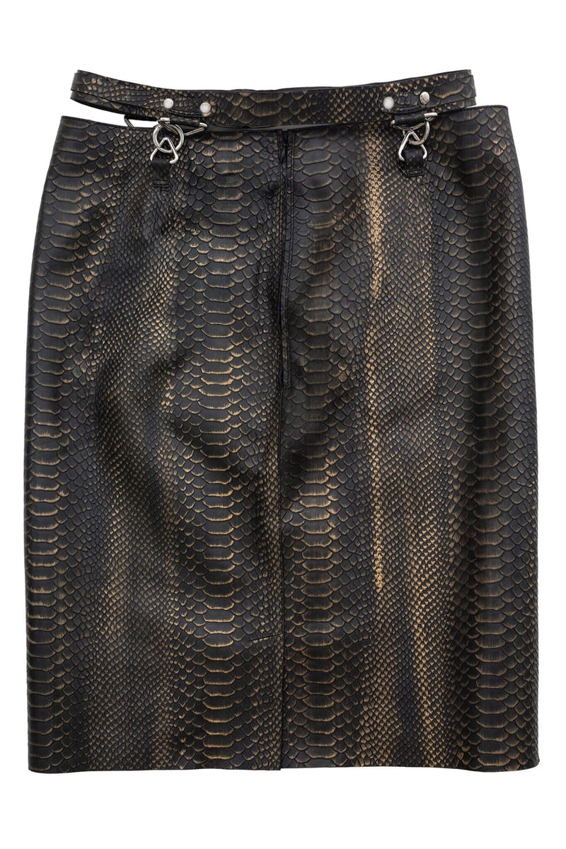 DEMITRIA Jeffrey Campbell Pencil Skirt Bronze Snake