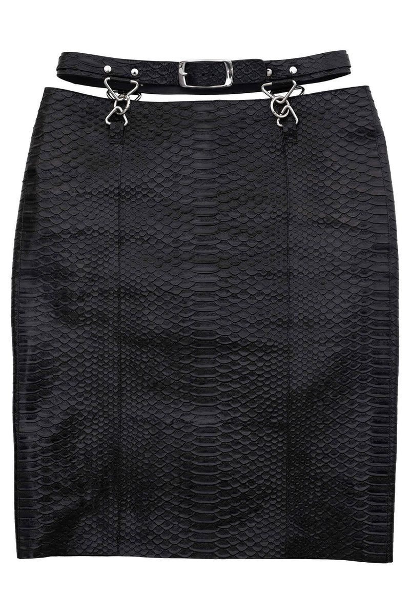 DEMITRIA Jeffrey Campbell Pencil Skirt Black Snake
