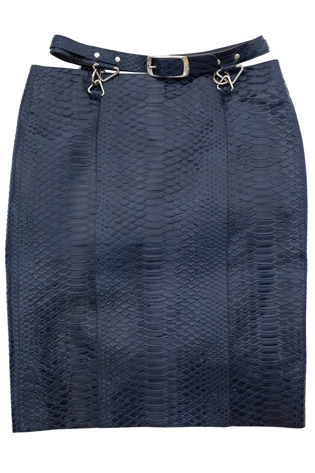 DEMITRIA Jeffrey Campbell Pencil Skirt Navy Snake