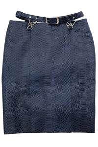 DEMITRIA Jeffrey Campbell Pencil Skirt Navy Snake