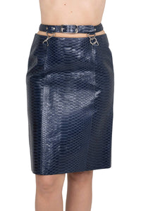 DEMITRIA Jeffrey Campbell Pencil Skirt Navy Snake