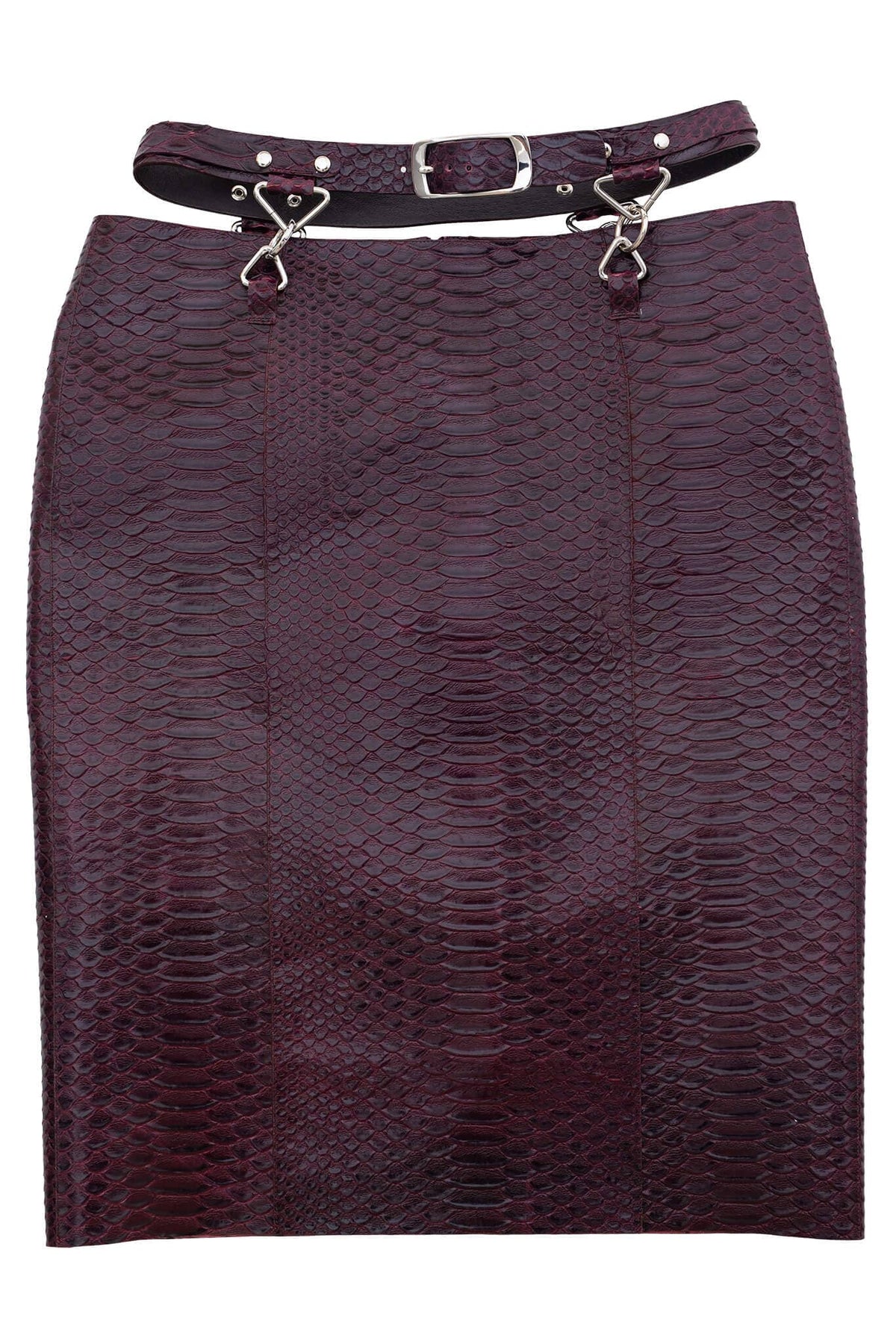 DEMITRIA Jeffrey Campbell Pencil Skirt Wine Snake