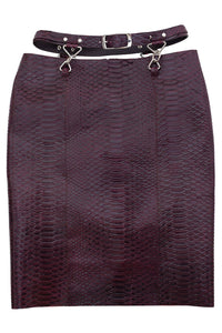 DEMITRIA Jeffrey Campbell Pencil Skirt Wine Snake