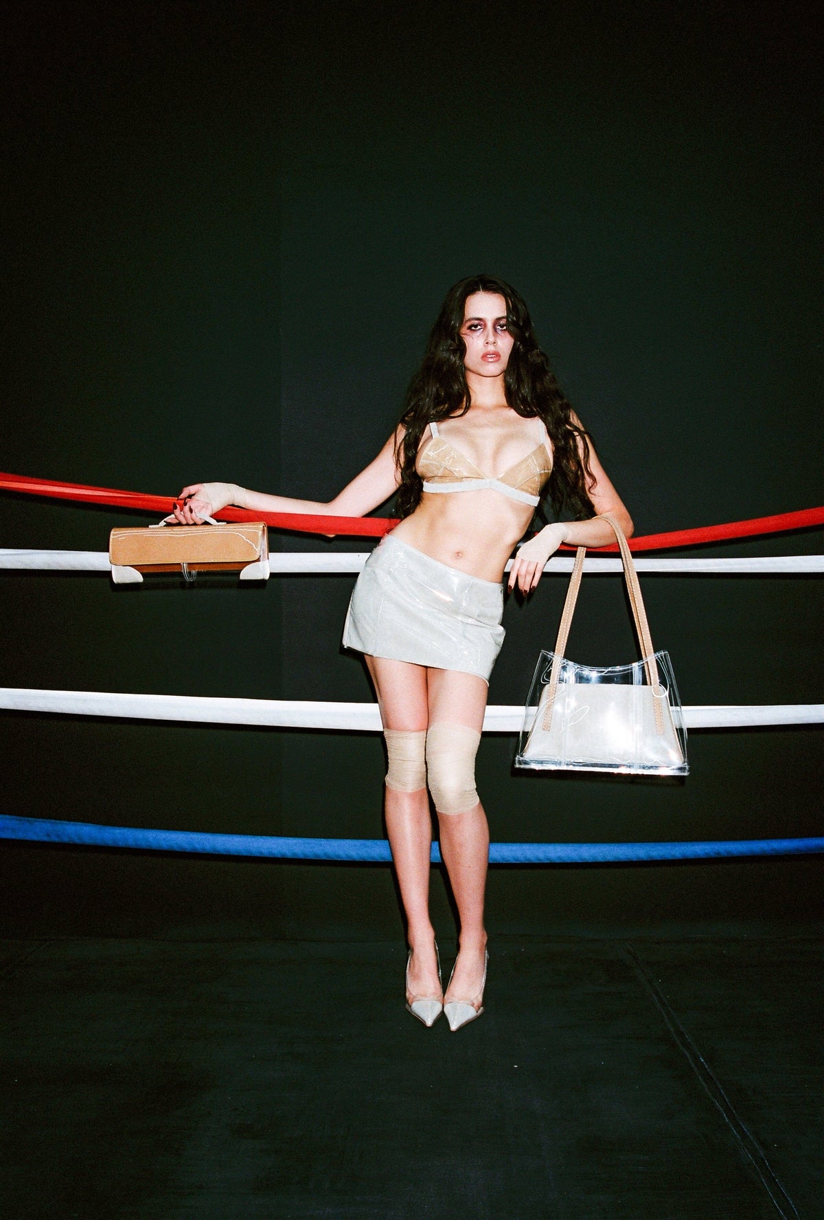 DEMOLISH Jeffrey Campbell Deconstructed Mini Skirt Grey Clear Combo
_hover