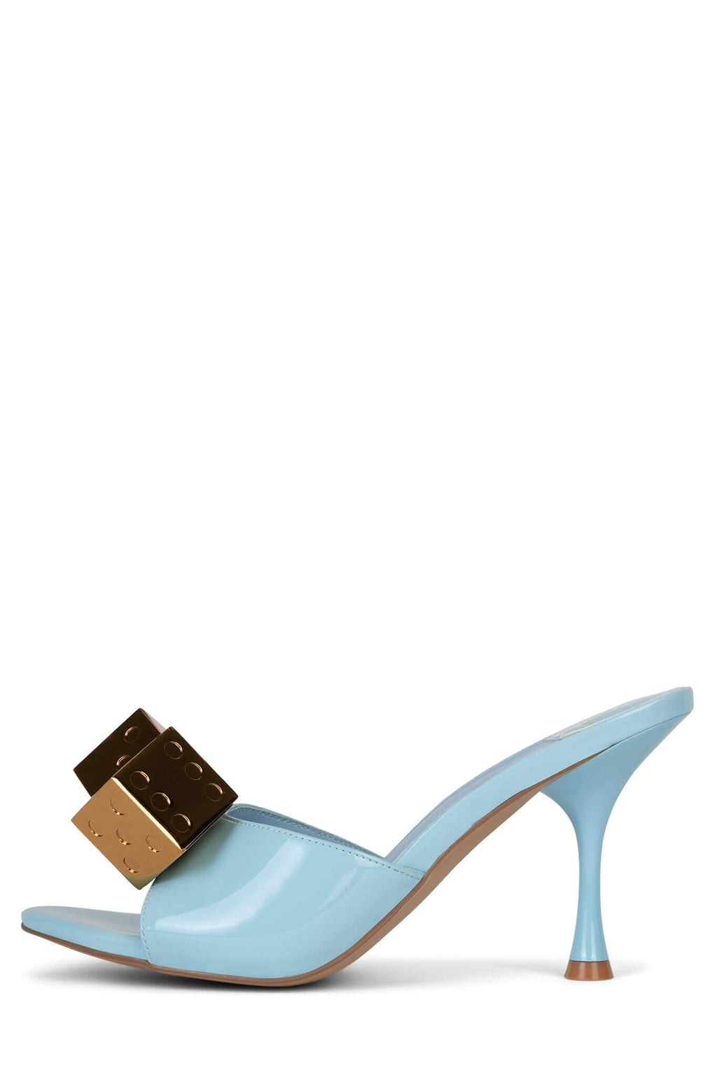 dice heeled sandal dv blue patent gold 6