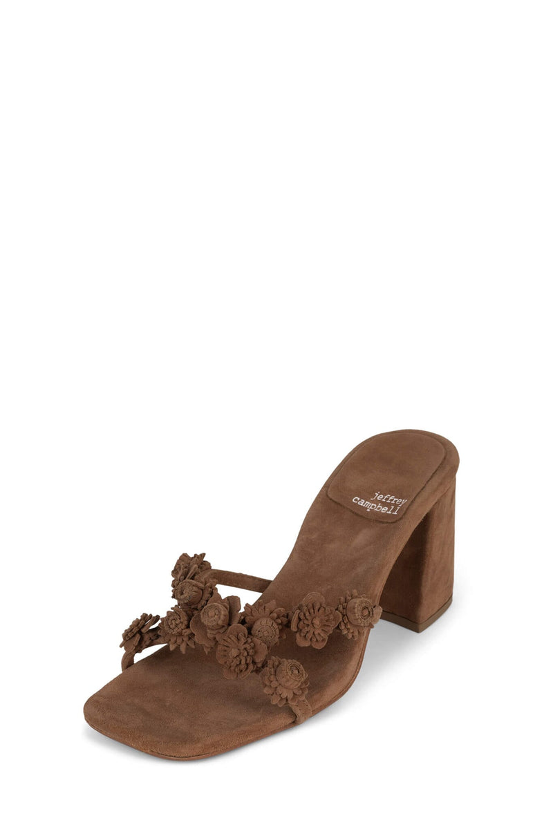 DITZY Jeffrey Campbell Heeled Sandal Dark Natural Suede