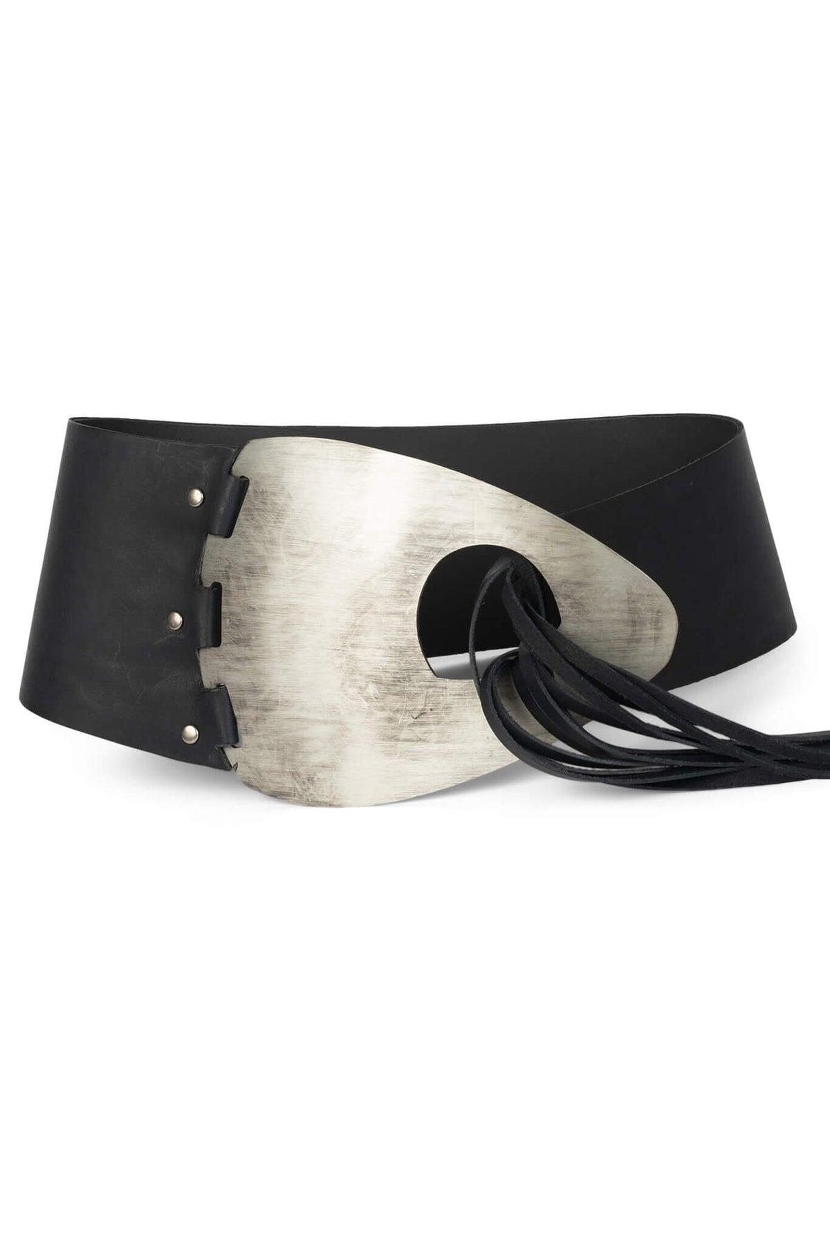 DONT-DARE Jeffrey Campbell Leather Belt Black Silver 