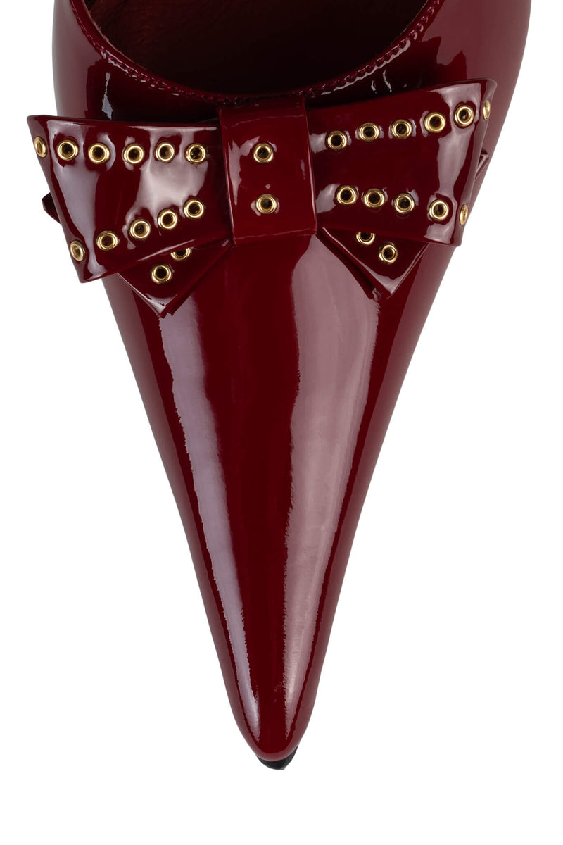 DOUBT-IT Jeffrey Campbell Stiletto Pump Cherry Red Patent Gold