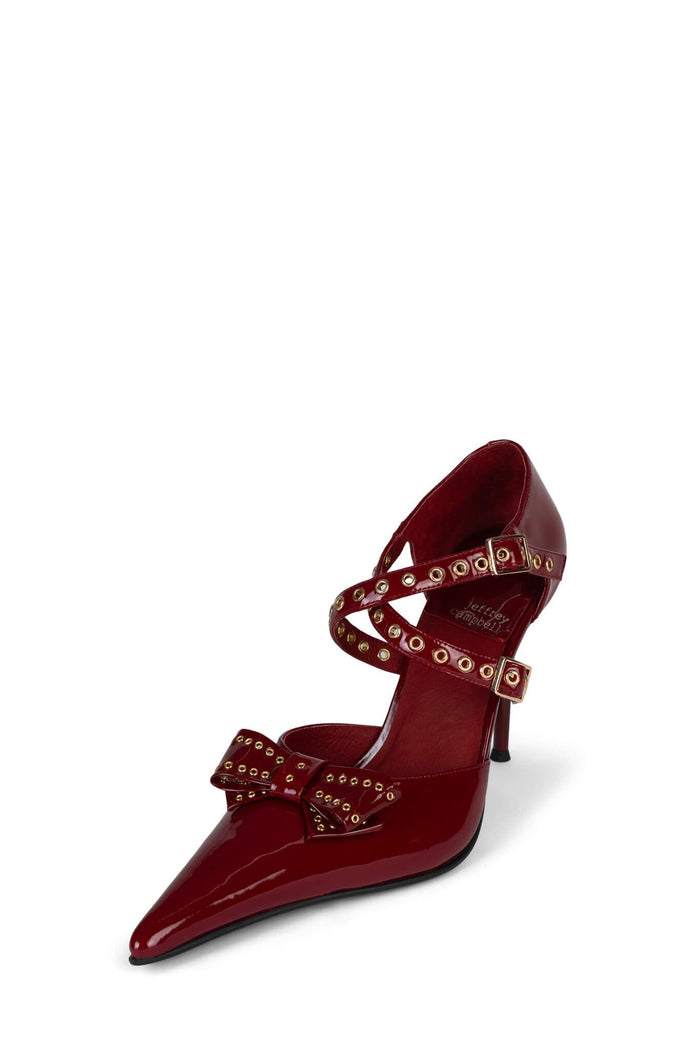 DOUBT-IT Jeffrey Campbell Stiletto Pump Cherry Red Patent Gold