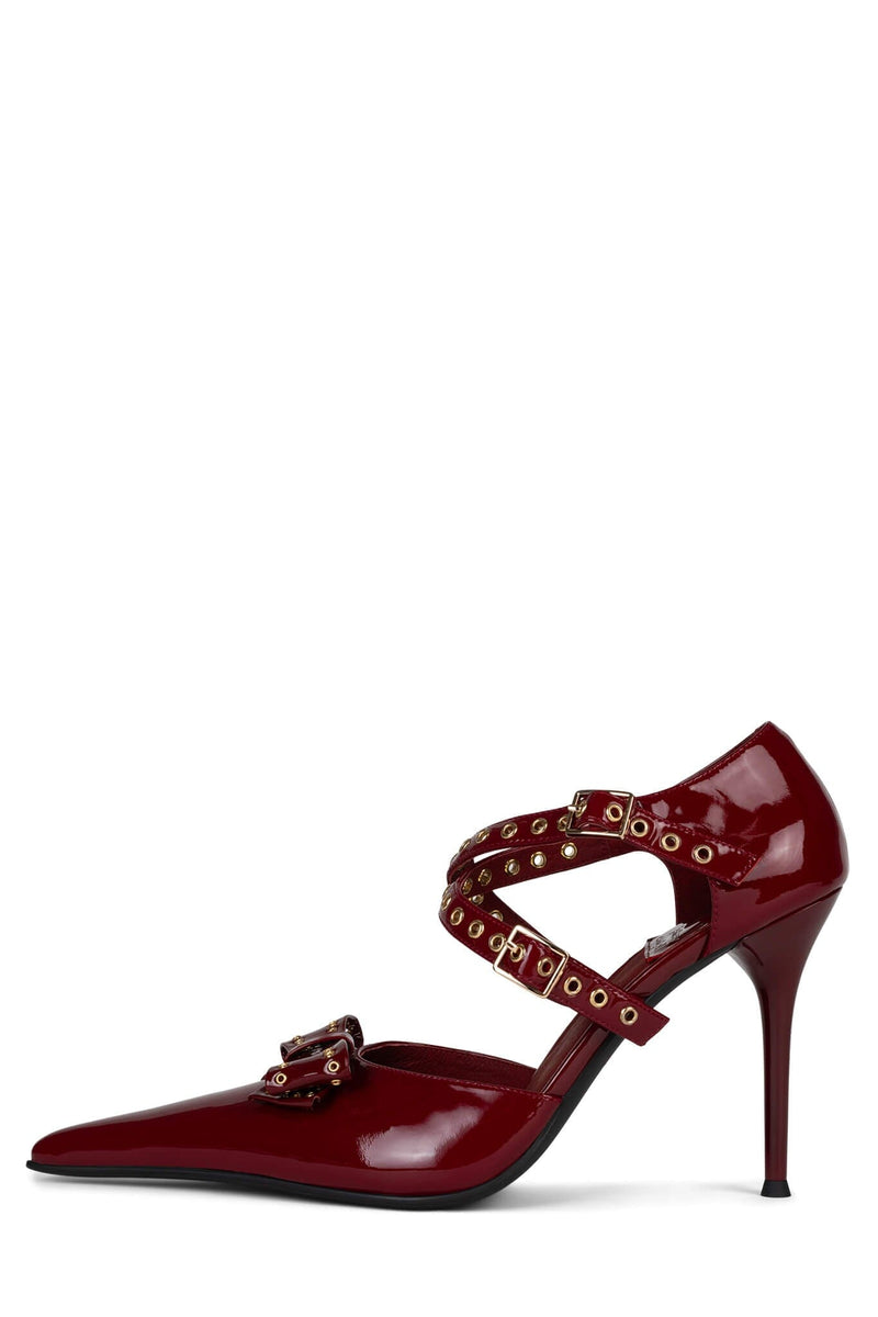 DOUBT-IT Jeffrey Campbell Stiletto Pump Cherry Red Patent Gold