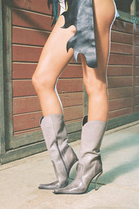 DULCIMER Jeffrey Campbell Heeled Boot Grey Ruboff Pewter