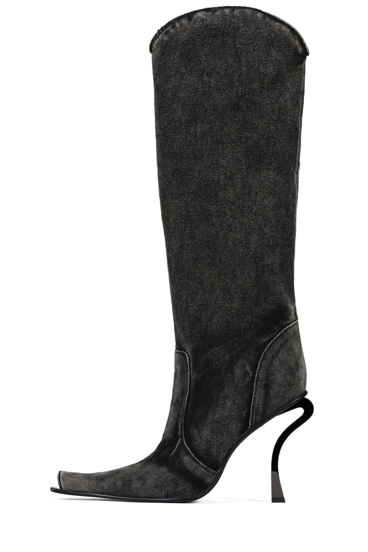 DULCIMER-S Knee-High Boot Black Denim