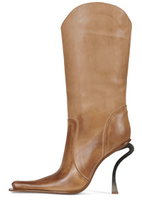 DULCIMER Jeffrey Campbell Heeled Boot Light Tan Ruboff Pewter