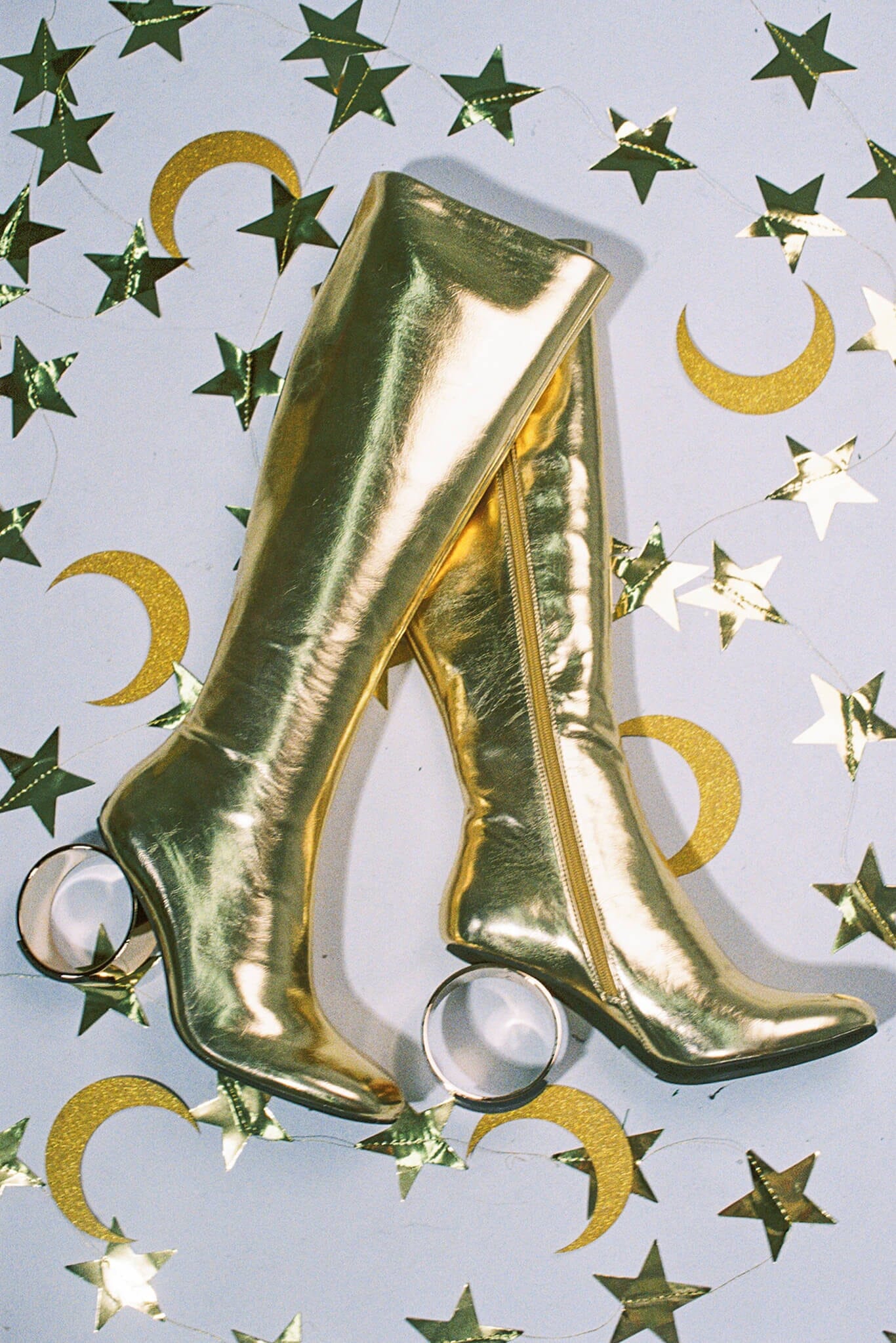 Gold platform cheap gogo boots