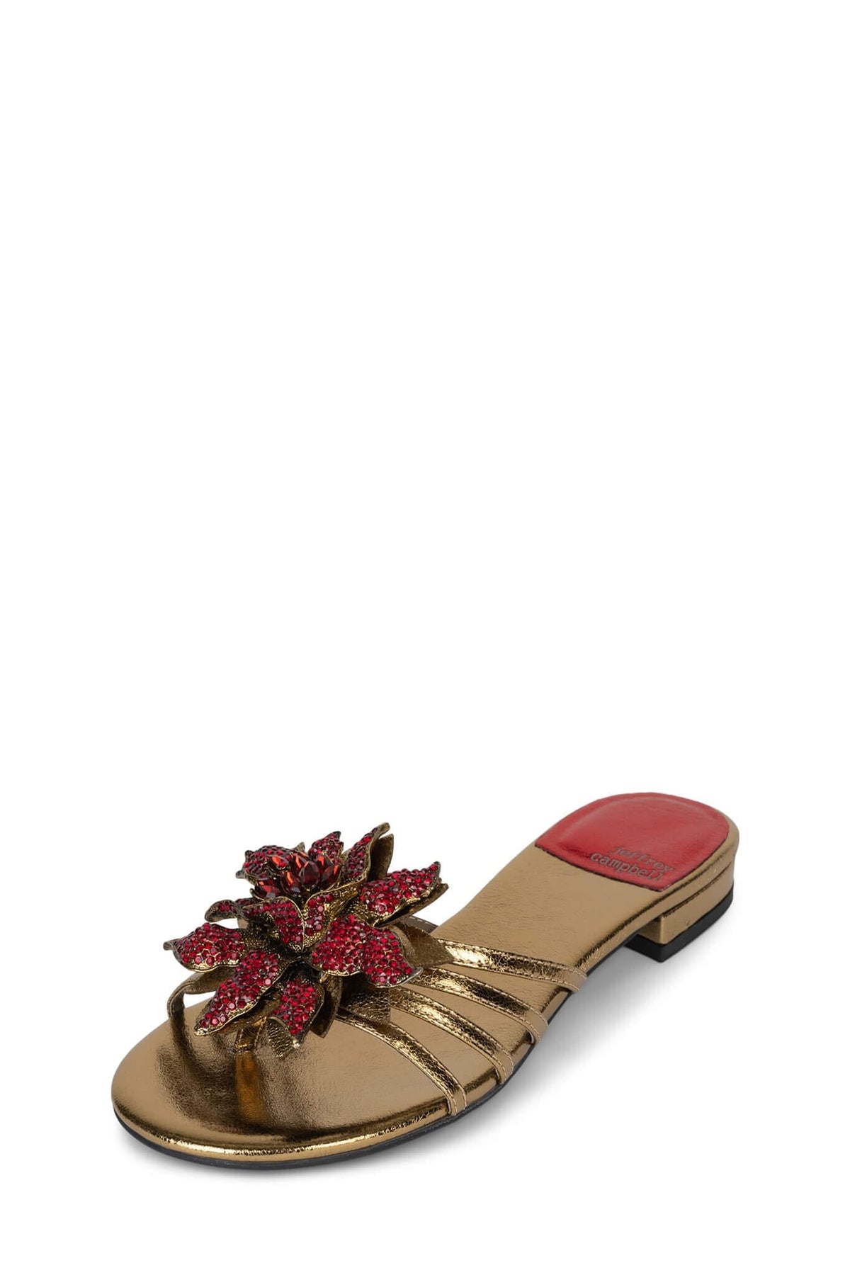 ENCHANTED Jeffrey Campbell Flat Sandals Dark Gold Red