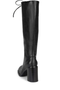 ENGAGE-2 Jeffrey Campbell Lace-up Knee-High Boots Black Crinkle