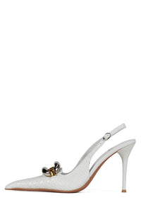 ENTERPRISE Jeffrey Campbell Slingback Heel White Snake Patent