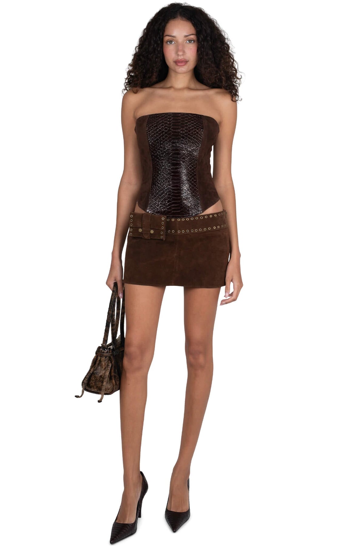 ENTERTAIN TOP Jeffrey Campbell Top Brown Snake Combo 