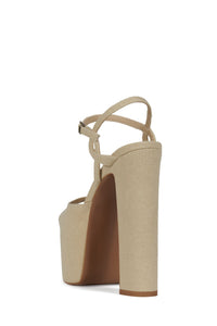 EVER-LAST Jeffrey Campbell Platform Sandal Beige Canvas