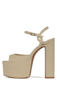 EVER-LAST Jeffrey Campbell Platform Sandal Beige Canvas