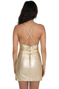 FEMBOT Jeffrey Campbell Leather Dress Gold Metallic_hover