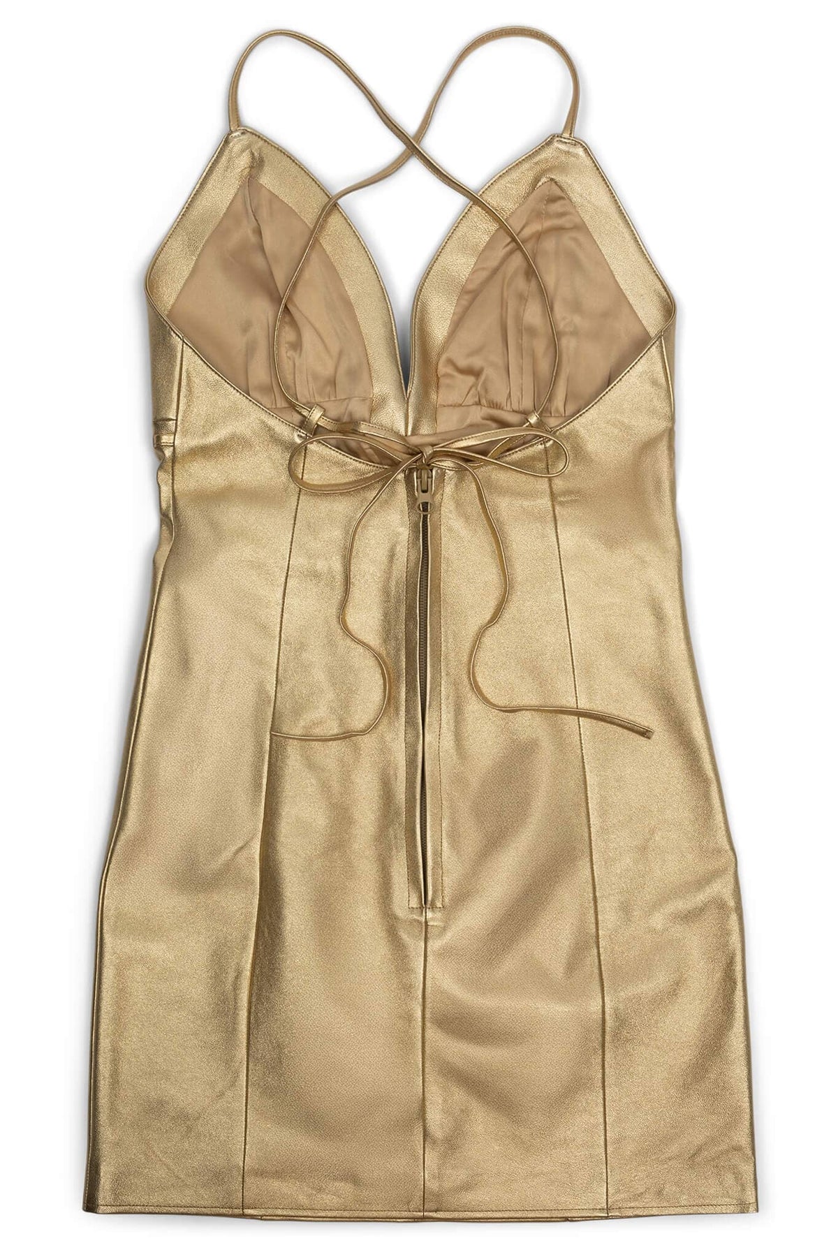 FEMBOT Jeffrey Campbell Leather Dress Gold Metallic