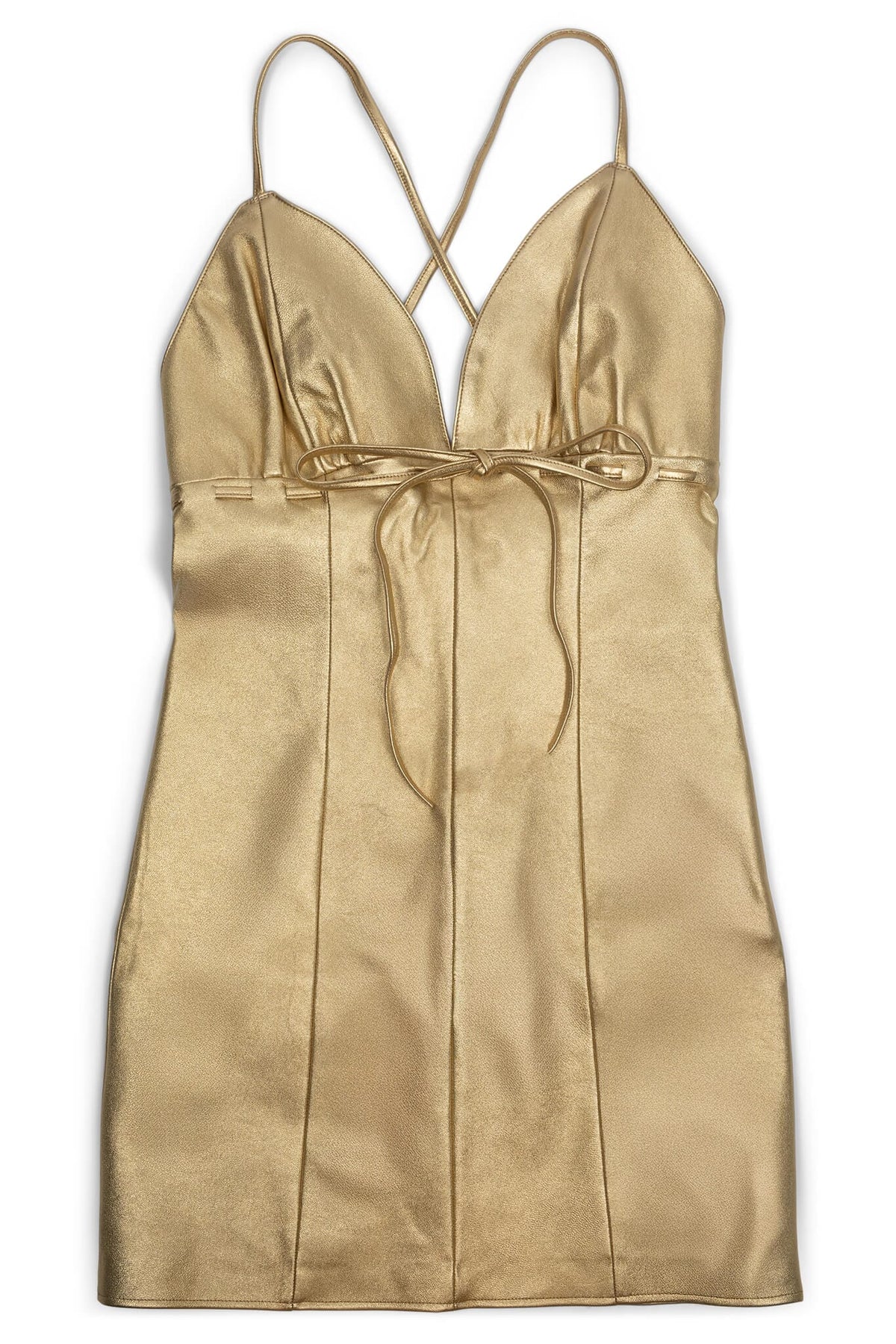 FEMBOT Jeffrey Campbell Leather Dress Gold Metallic