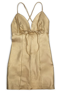 FEMBOT Jeffrey Campbell Leather Dress Gold Metallic