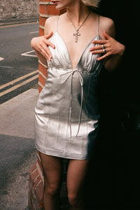 FEMBOT Jeffrey Campbell Leather Dress Silver