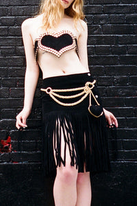 FIXIN-TO SKIRT Jeffrey Campbell Skirt Belt Black Suede