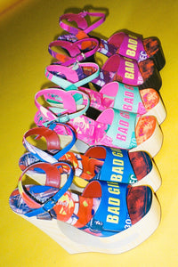 FLAG-GIRL Platform Sandal Jeffrey Campbell Fuchsia Bad Girl Combo