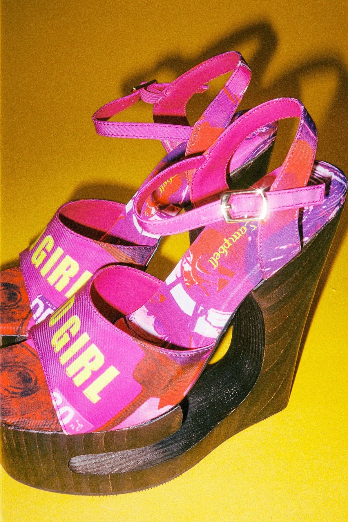 FLAG-GIRL Platform Sandal Jeffrey Campbell Fuchsia Bad Girl Combo