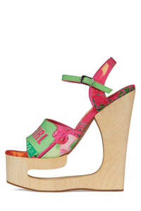 FLAG-GIRL Platform Sandal Jeffrey Campbell Green Bad Girl Combo