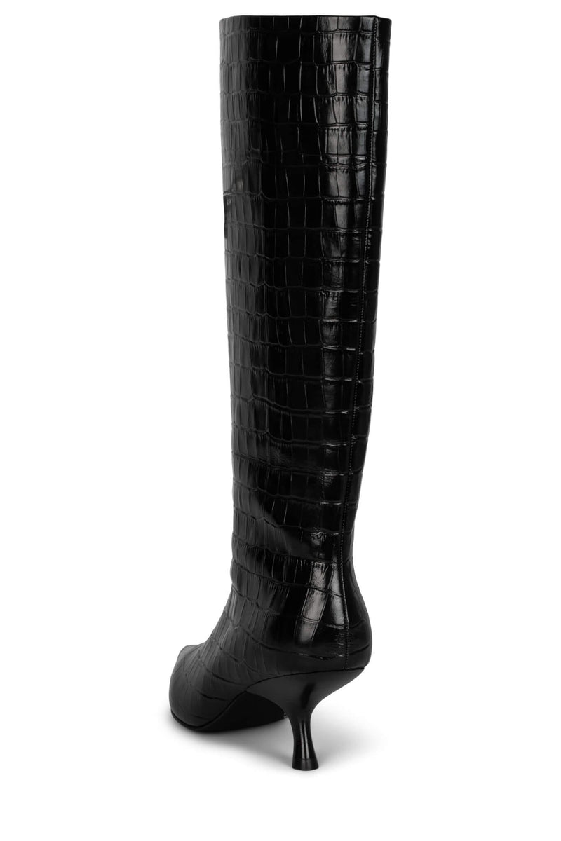 FLINCH Jeffrey Campbell Knee-High Boots Black Croco