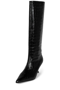 FLINCH Jeffrey Campbell Knee-High Boots Black Croco