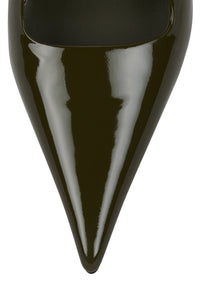 FOLIE Slingback Heel Olive Patent Bronze