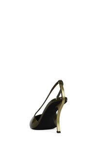 FOLIE Slingback Heel Olive Patent Bronze