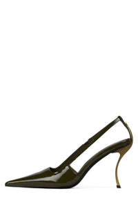 FOLIE Slingback Heel Olive Patent Bronze