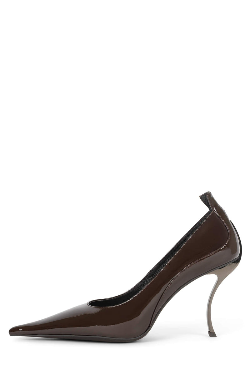 FREAK-OUT Jeffrey Campbell Sculpted Heel Coffee Patent