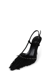 FRINGED Jeffrey Campbell Slingback Pump Black Suede