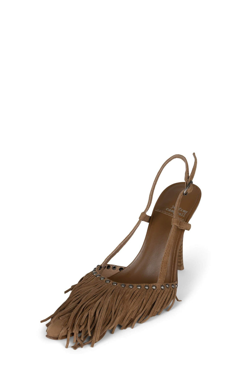 FRINGED Jeffrey Campbell Slingback Pump Tan Suede