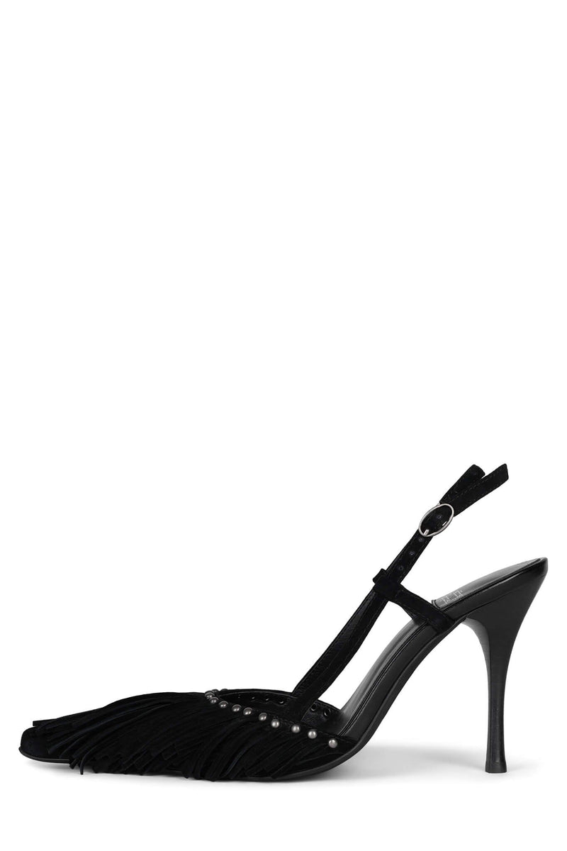 FRINGED Jeffrey Campbell Slingback Pump Black Suede