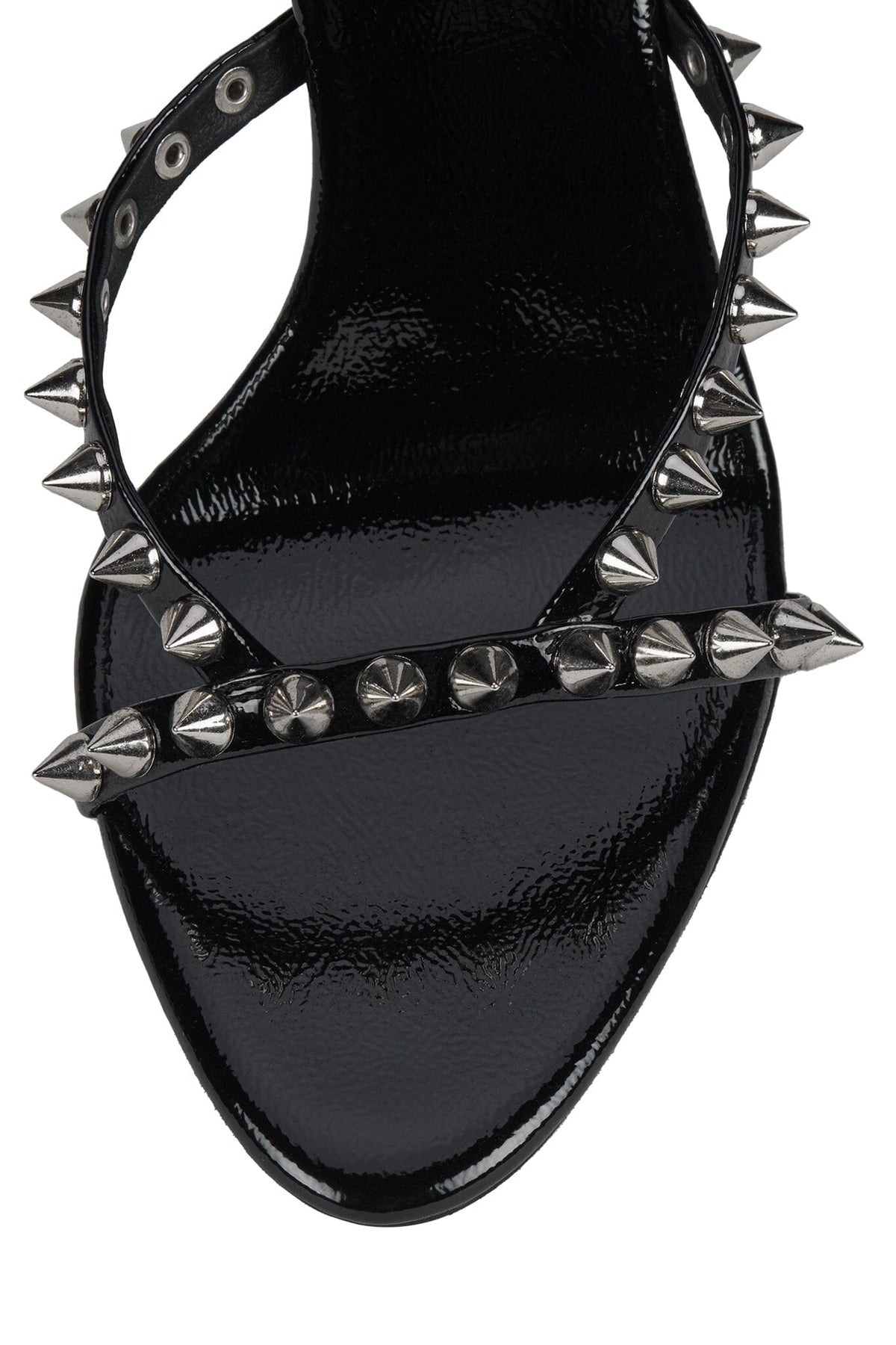 GABBRIETTE Jeffrey Campbell Heeled Sandal Black Patent Silver